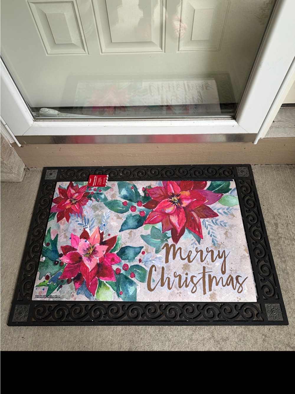 FLOMO Holiday Essentials Door Mat Entryway Welcome Mat Pointsettia 17.5” x 30”